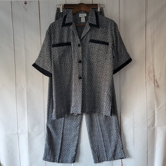 Vintage Brownstone Studio New York, 2pc Pajama Set, Sz 6, Black/White, Like New, - Picture 1 of 15